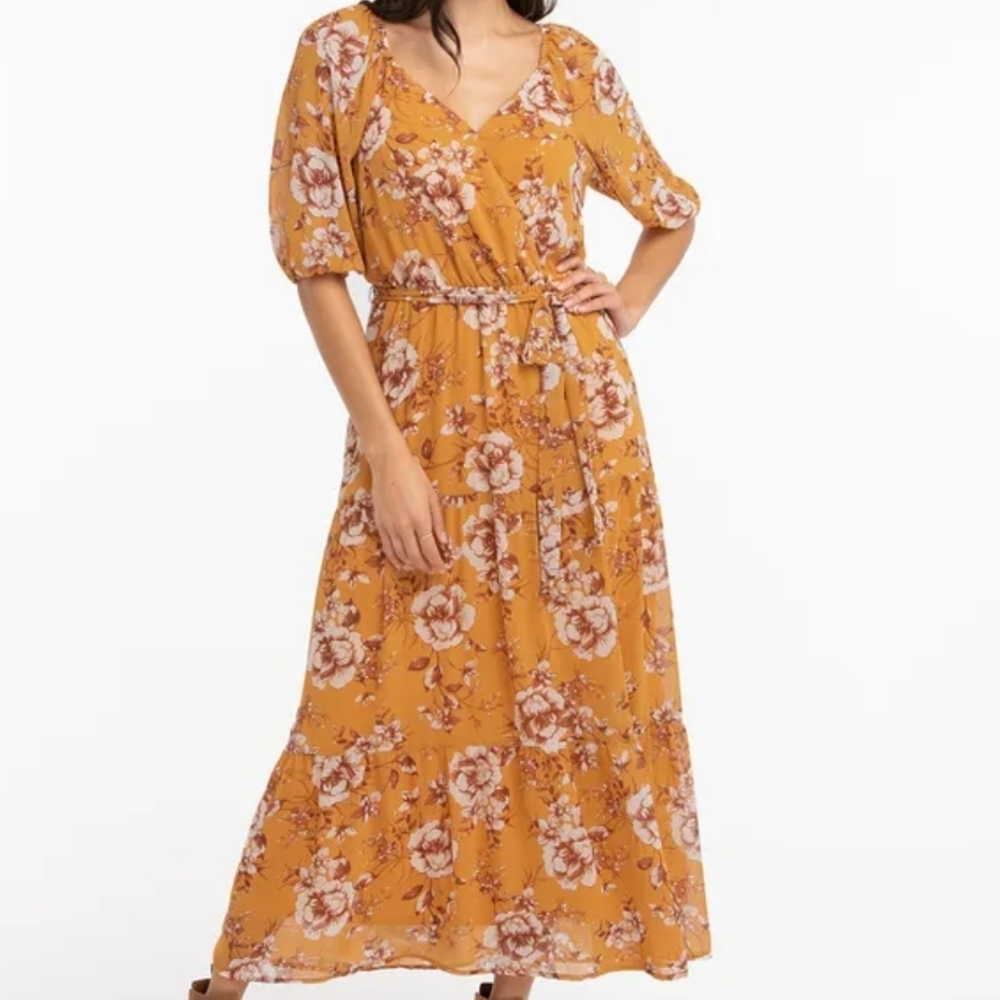 Luxology Floral Tiered Lined Maxi Dress